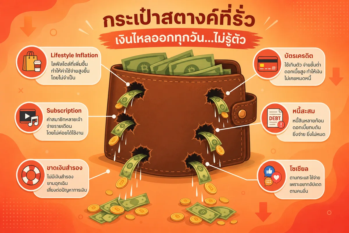 เงินเดือน 35,000 แต่เหลือ 0 ทุกสิ้นเดือน: เปิด 6 จุดรั่วที่คนทำงานประจำมักมองข้ามจนชินชา