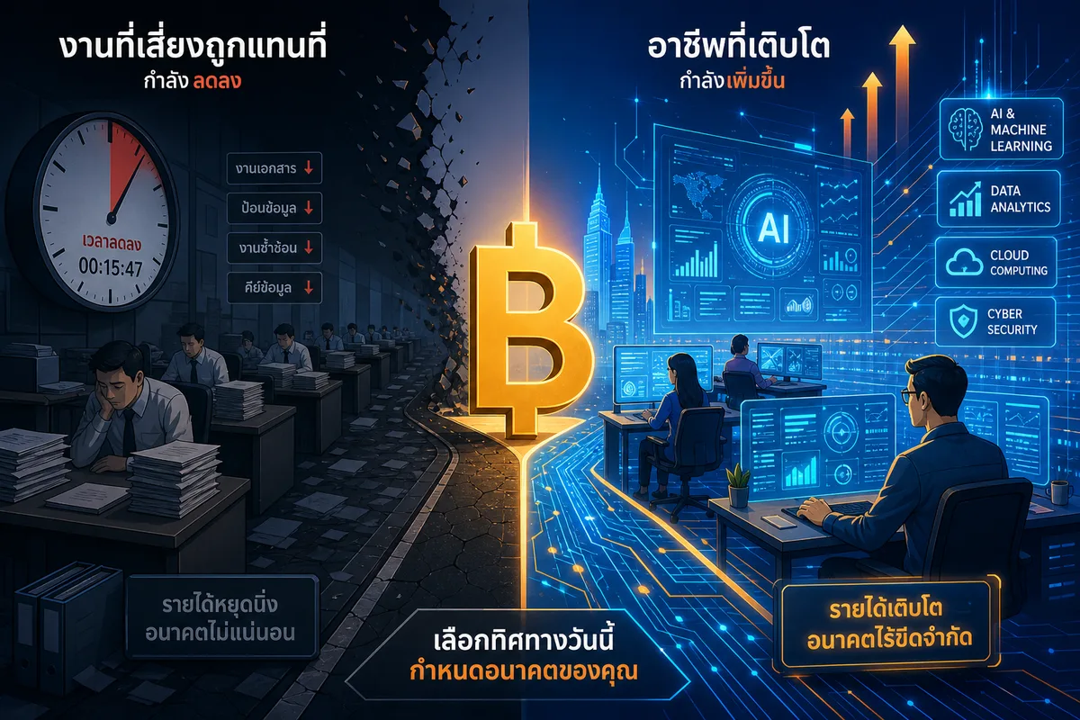 AI กับเงินเดือนไทย 2569: 6 อาชีพที่ตัวเลขจริงบอกว่ากำลังหายไป และ 4 ที่กลับเติบโต